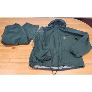 Vintage Stearns DryWear Jacket & Pants Green Waterproof Fish Hunt Camp Work Sz M